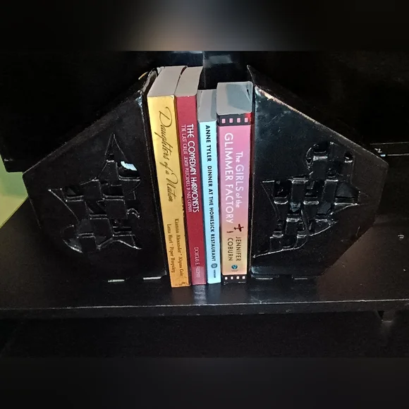 Unique Vtg 90s Modern Geometric Artisan Ceramic Book Ends, Handmade - Picture 1 of 15